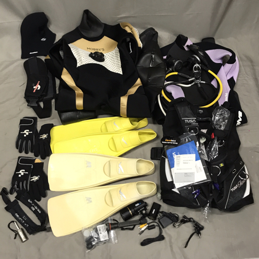 TUSA BCジャケット M 他 SCUBAPRO SPLENDIDO レギュレーター 含 ウェットスーツ フィン 等 ダイビング用品 まとめ
